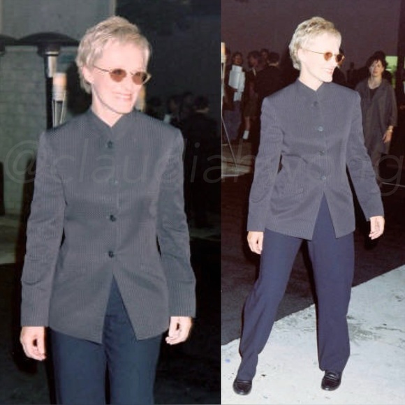 Giorgio Armani Jackets & Blazers - Vintage GIORGIO ARMANI F/W 1999 Wool Collarless Snap Button Blazer in Grey
